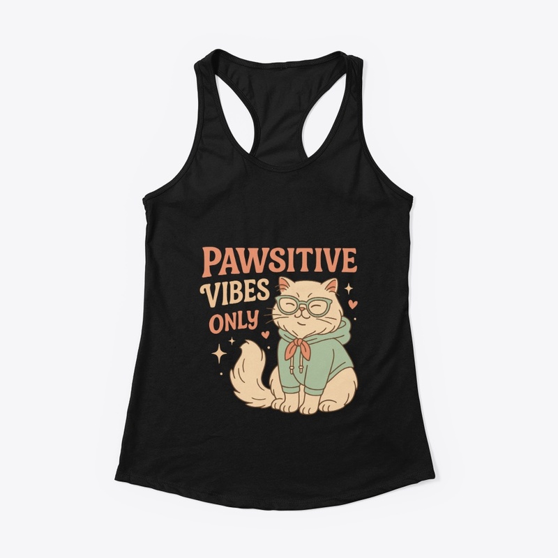 Pawsitive Vibes Only Cute Cat Tee