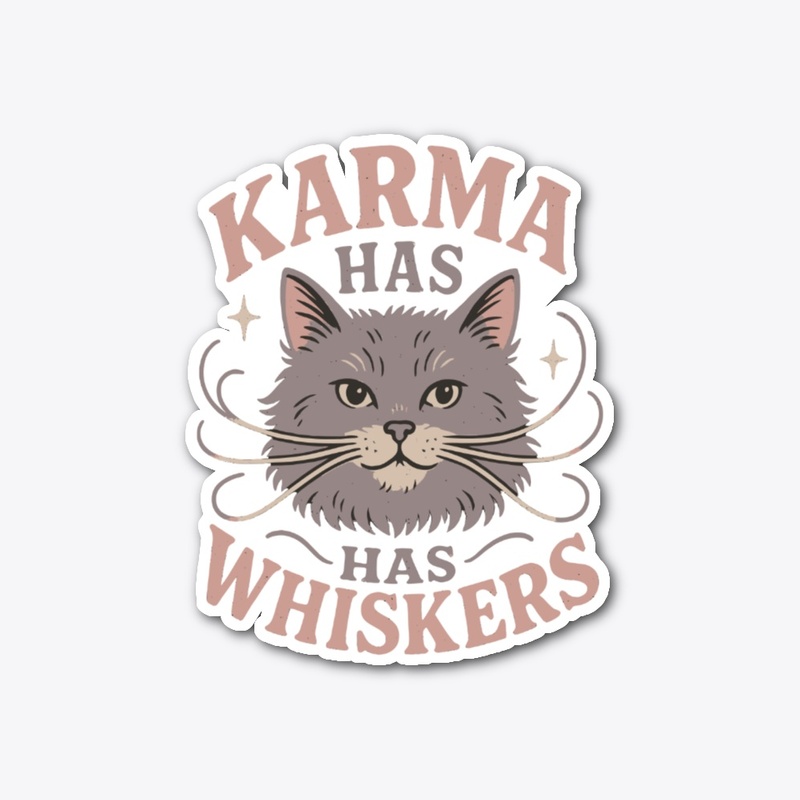 Karma Has Whiskers Retro Cat Tee Gift 