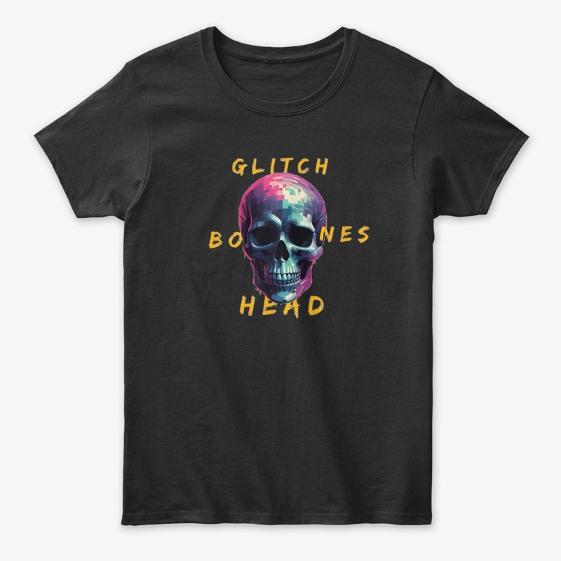 Glitch Bones Head – Pixel Skull Text