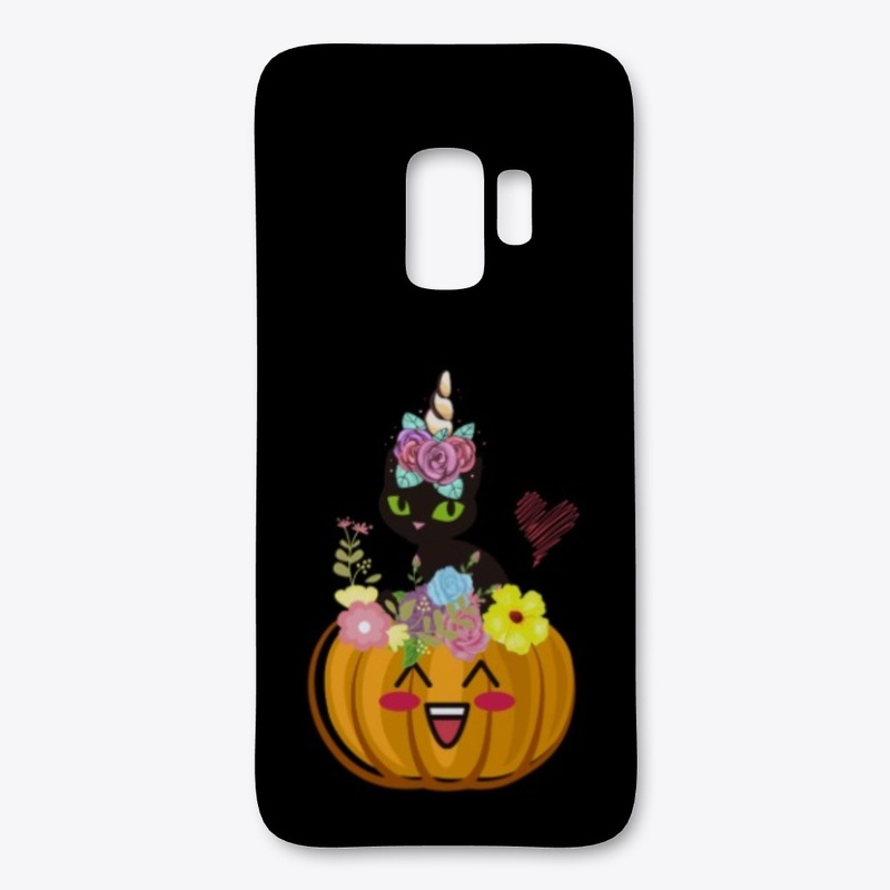 Cute Halloween Pumpkin Unicorn Black Cat