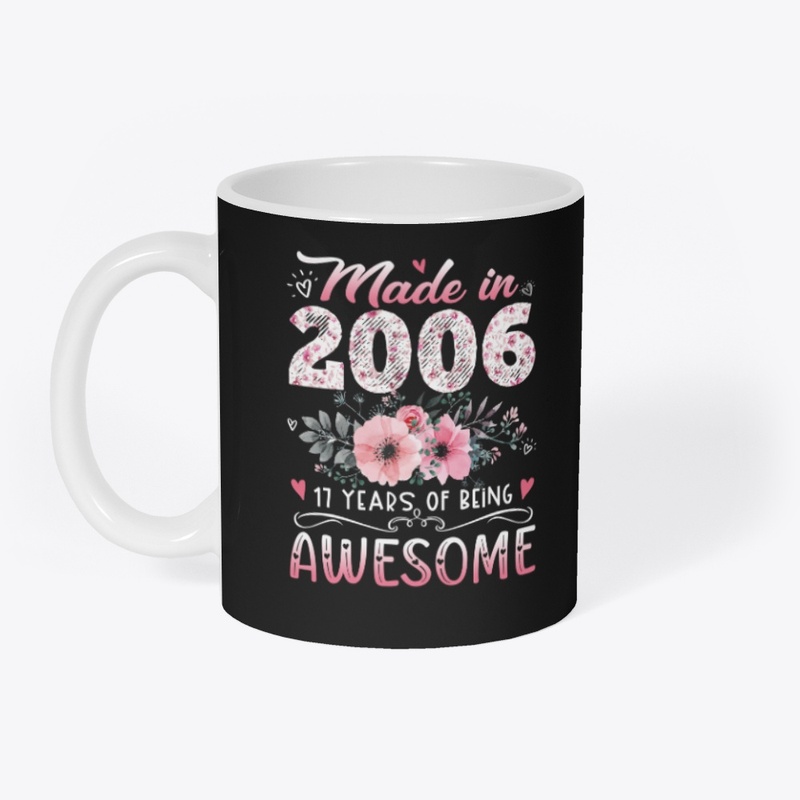 Made In 2006 Floral 17th Birthday