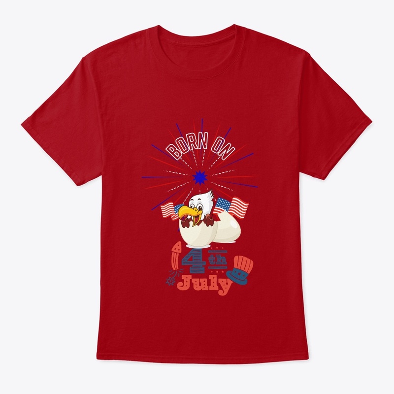 Birthday Born on 4th July American Flag