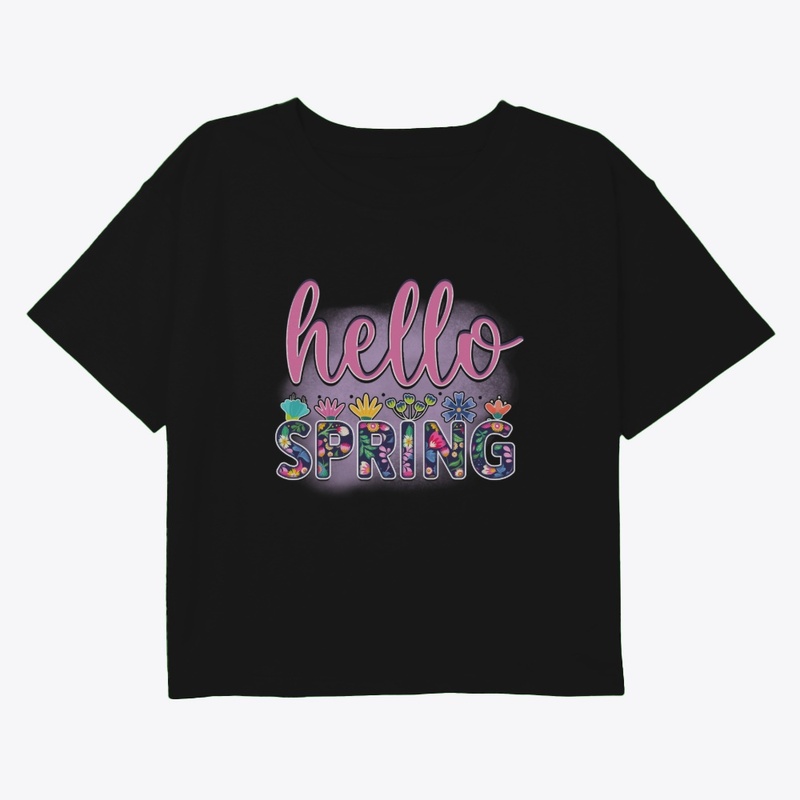 Hello Spring Floral Text