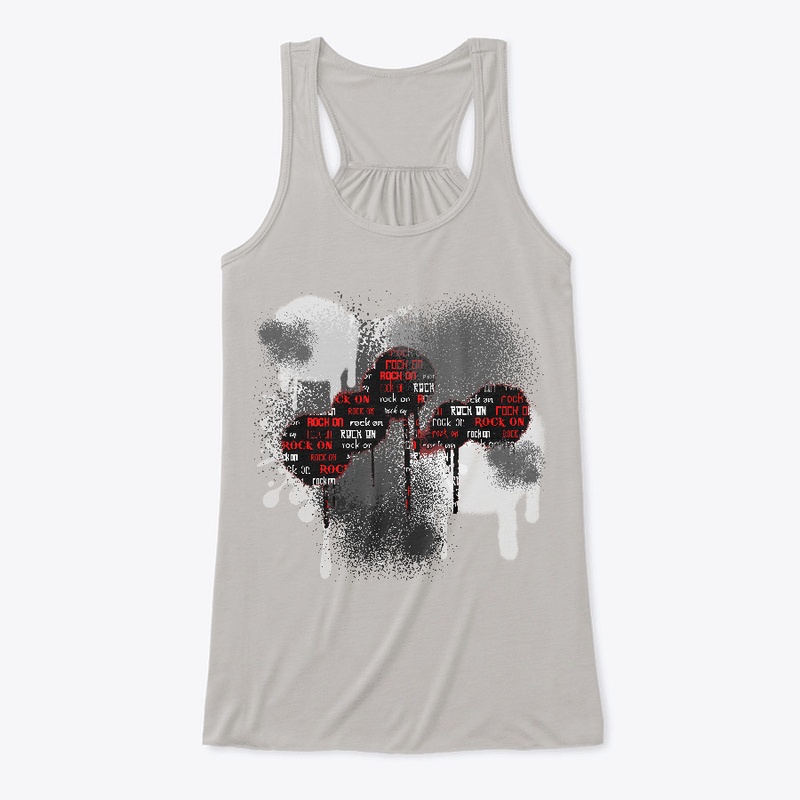 Rock On Paint Splatter - Black White Red