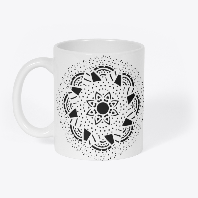 Black Fancy Mandala Print on T-shirt