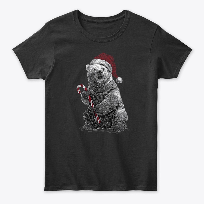 Snowy Candy Cane Bear