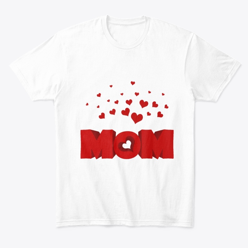 Red hearts with mom design tee