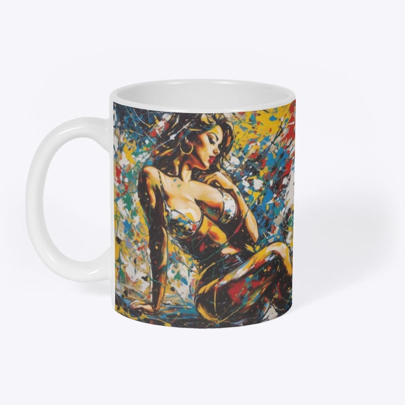 Beautiful woman splashing in paint