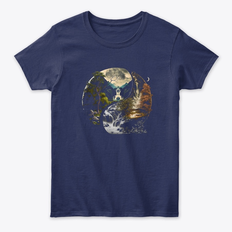  landscape forest waterfall yin yang