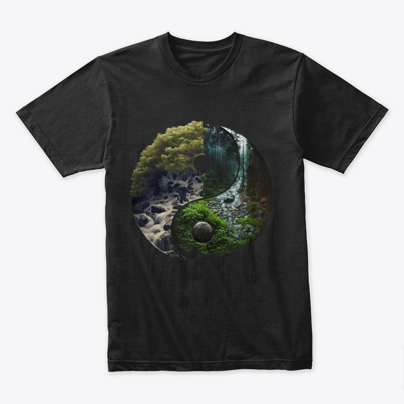 landscape forest waterfall yin yang