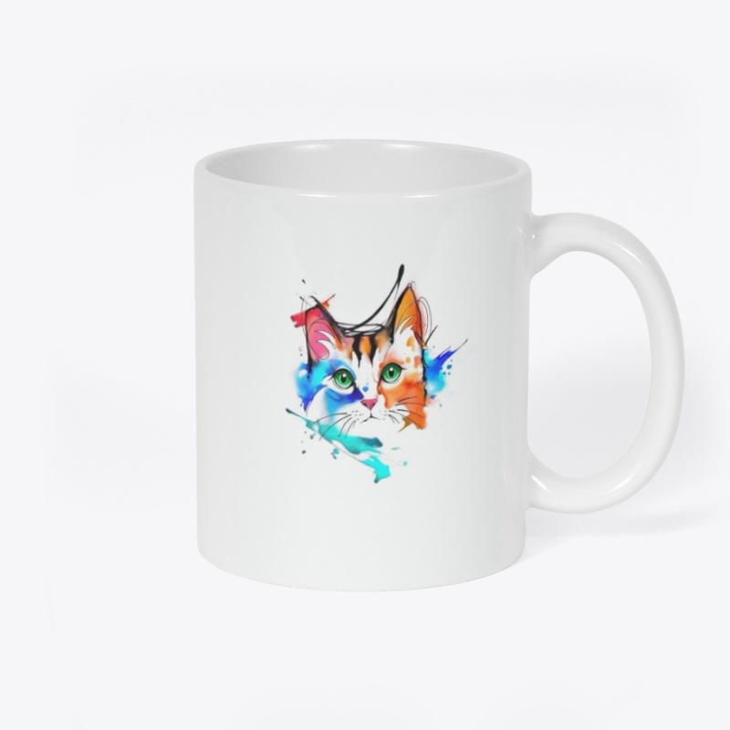 Tazza bianca con viso gatto