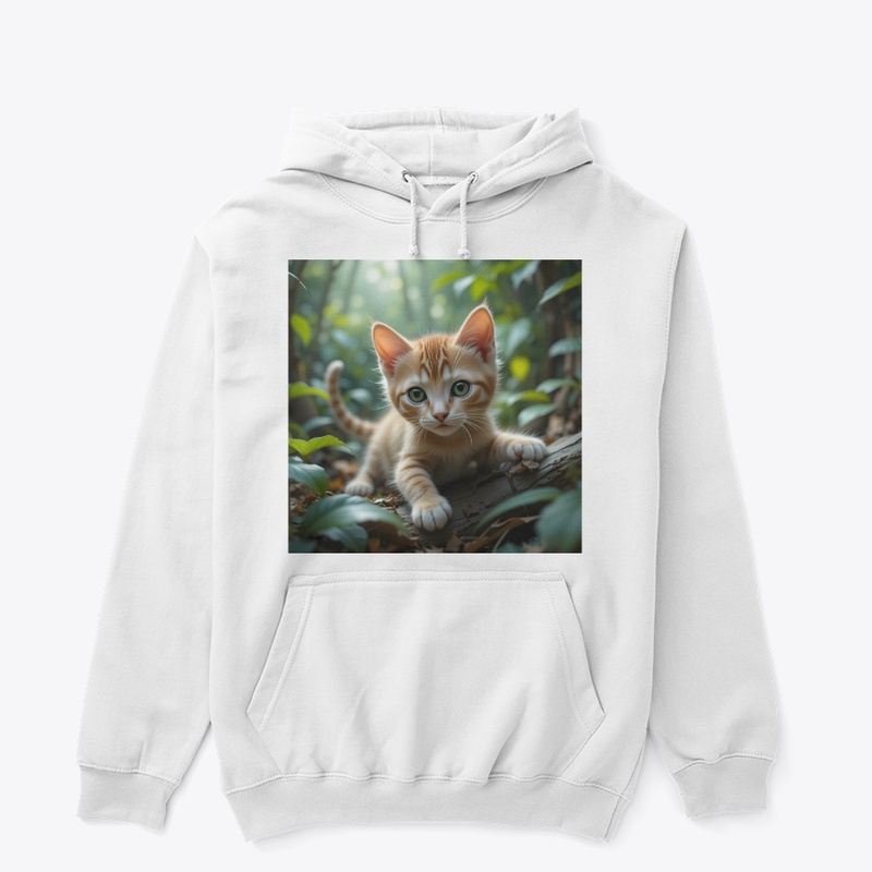 Baby cat stretching in the jungle