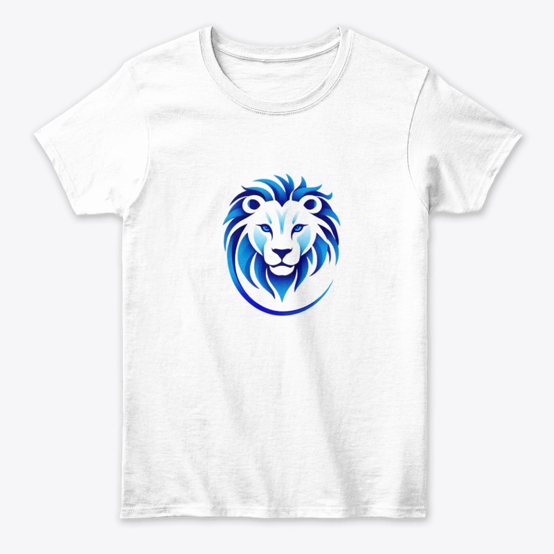 Majestic Blue Lion Head T-Shirt Design