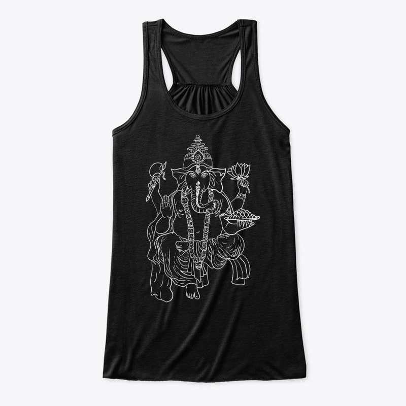 Sketch Ganesha White Print Yoga