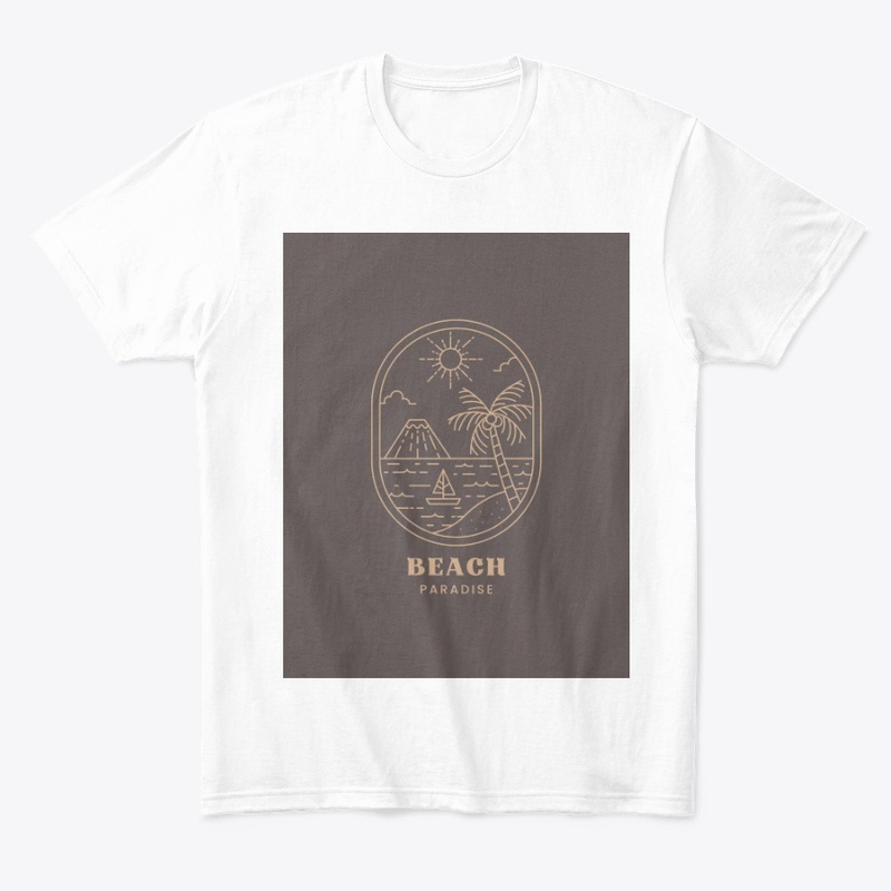 Beach Paradise Brown on white T-shirt 