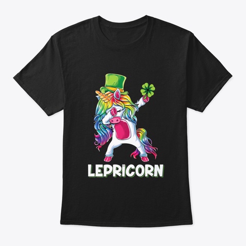 St Patricks Day Lepricorn T Shirt Dabbin Black T-Shirt Front