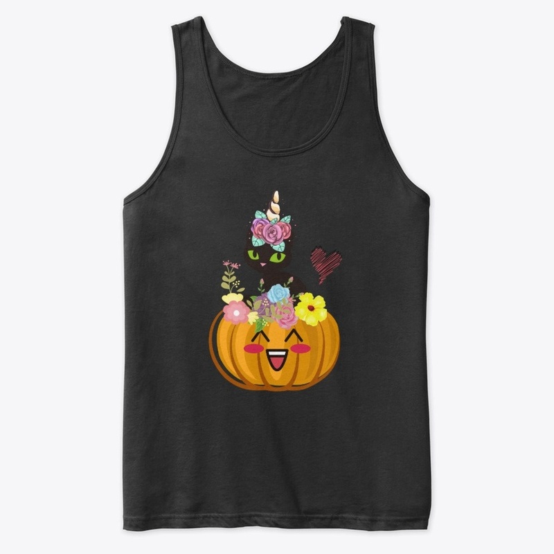 Cute Halloween Pumpkin Unicorn Black Cat