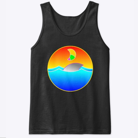 Geometric Sunset Shark Tank Top Black T-Shirt Front