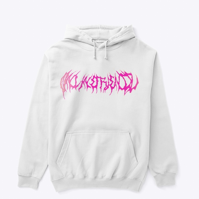 pink & white logo hoodie
