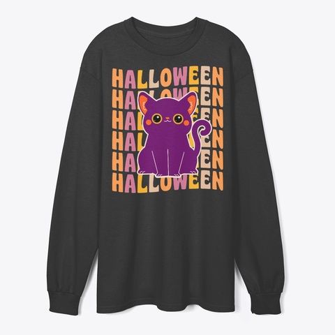 Cute Black Cat 70s 80s Retro Style Black T-Shirt Front