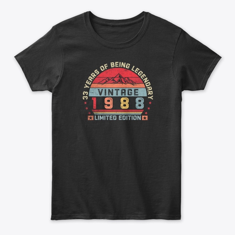 33 Years Old Retro 1988 Birthday Vintage