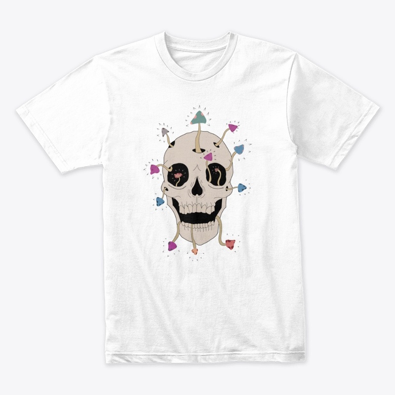 Skull with Mushrooms