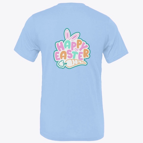 Cute Pink Bunny Easter Shirts Carolina Blue T-Shirt Back
