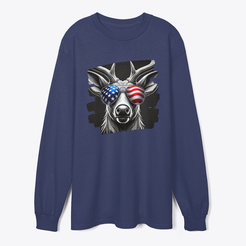 Deer Art with American Flag Sunglasses