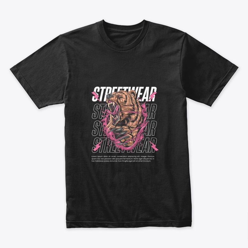 Brown and Pink Modern Angry Bear t-shirt