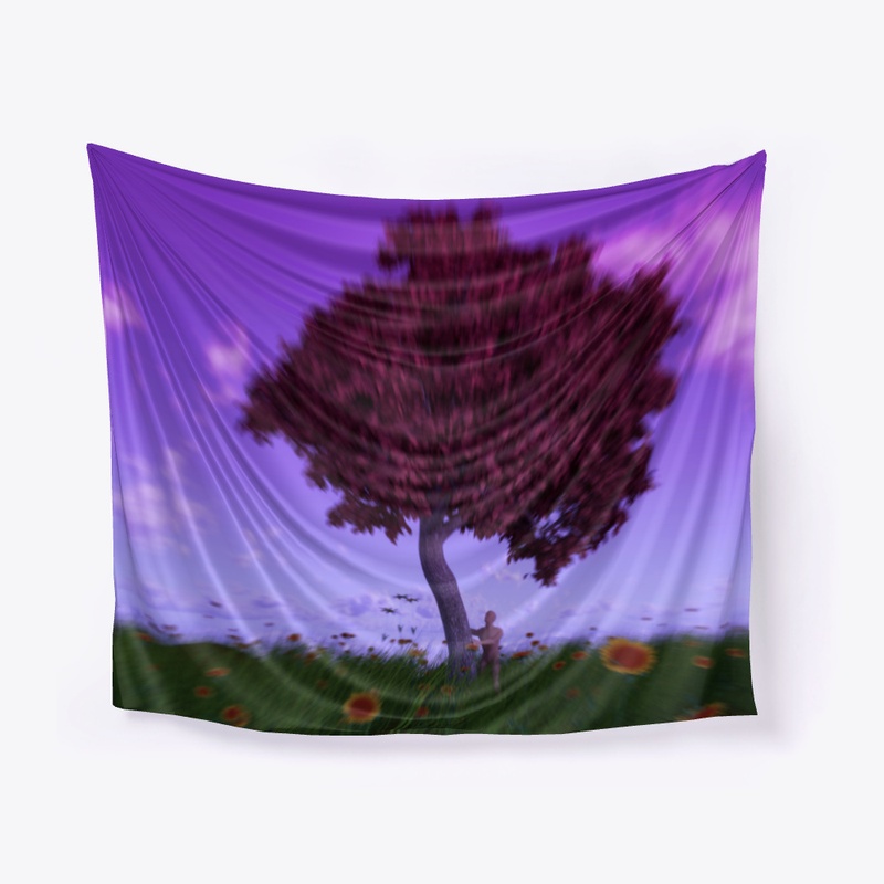 Landscape of man admiring a tree