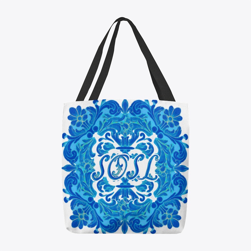 Deruta SOSL printed tote in pottery blue