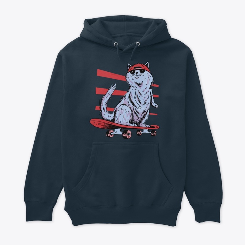 Cool Skater Cat in Shades, Retro Style