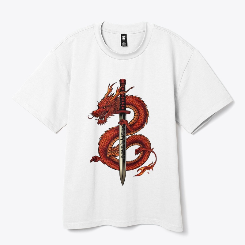 Japanese Dragon & Sword Graphic  🐉