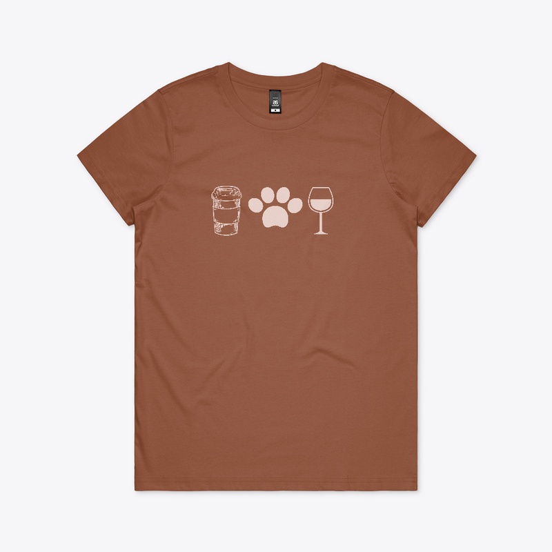Pink Coffee Paw Wine Dog Mom Shirt