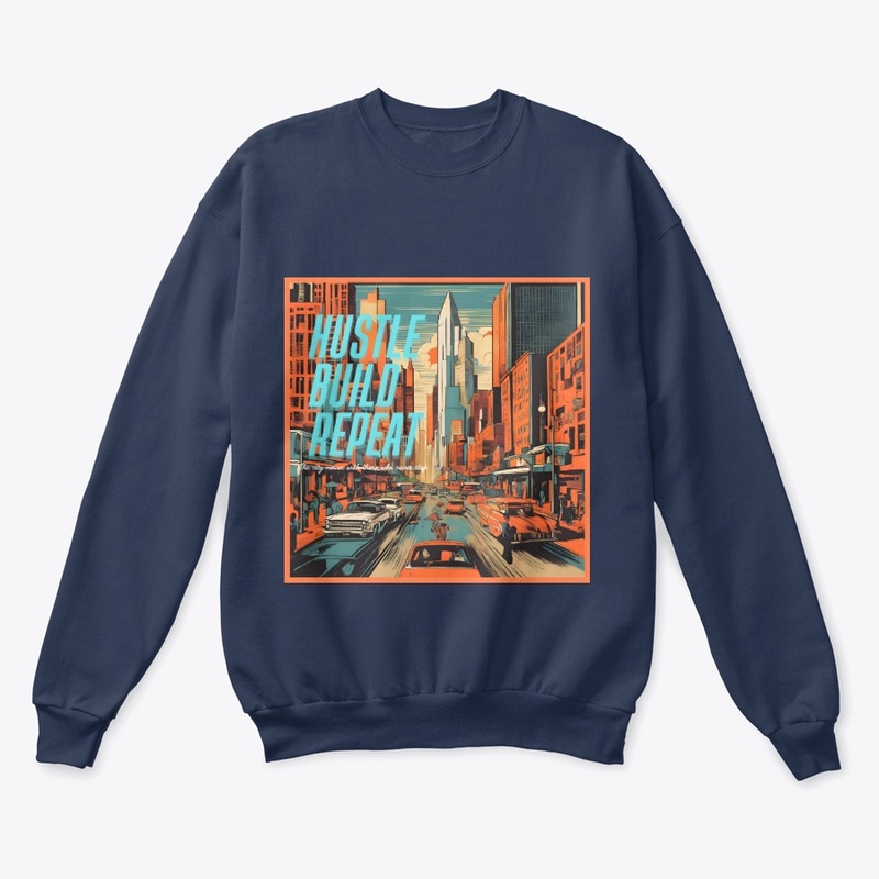 Hustle,Build,Repeat - Retro Cityscape