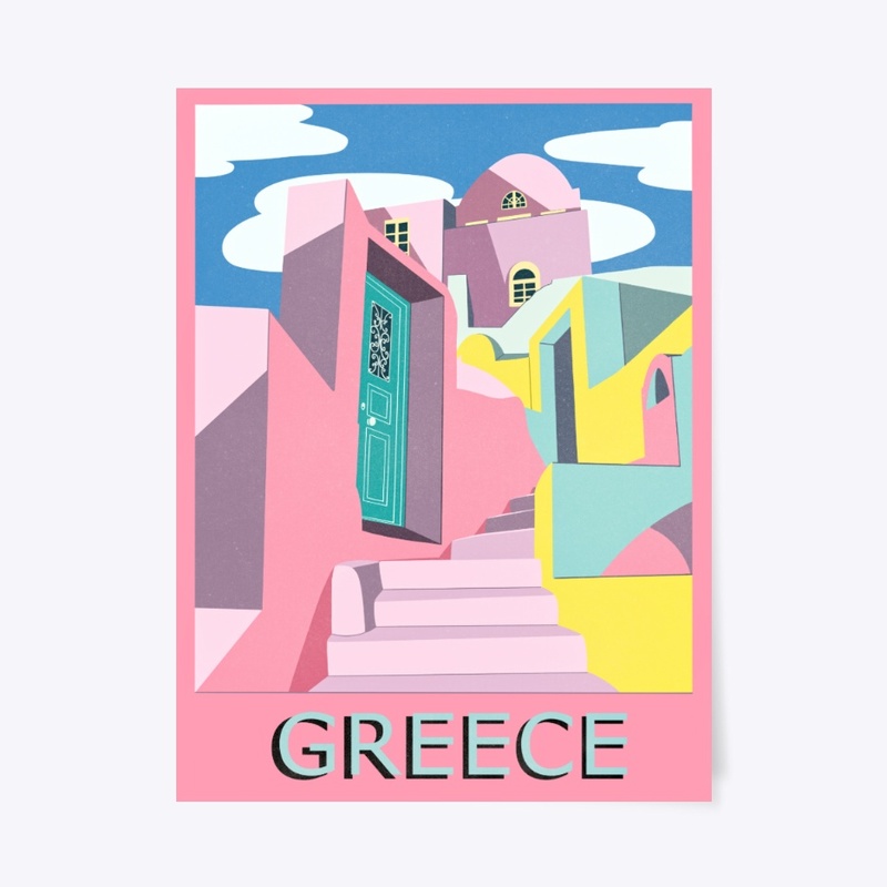 Minimalist Greece travel poster