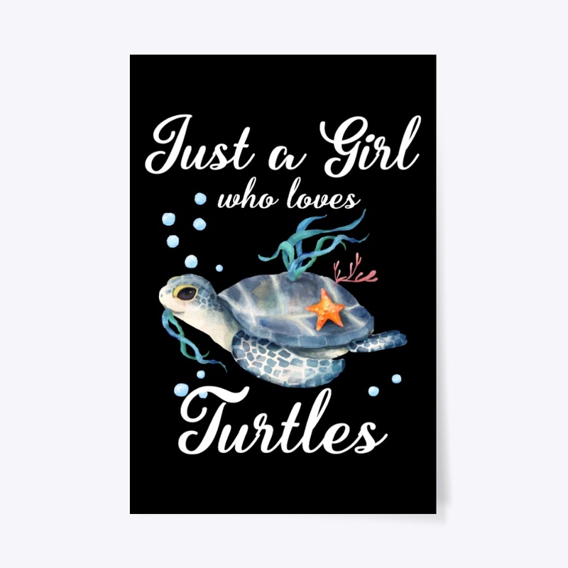 Girl Loves Turtles Watercolor Style
