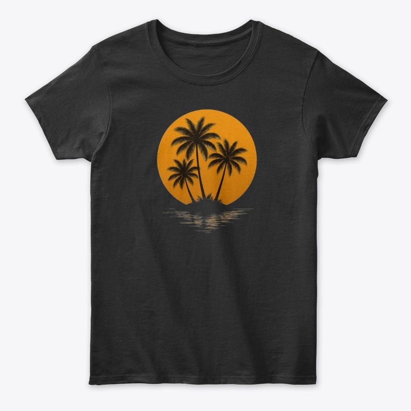 Palm trees island sunset 