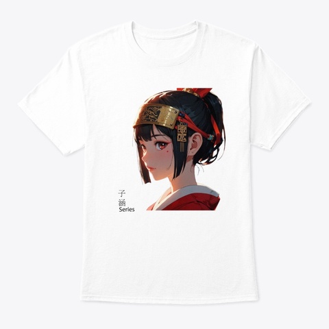 Elegant Royal Japanese Girl Tee White T-Shirt Front