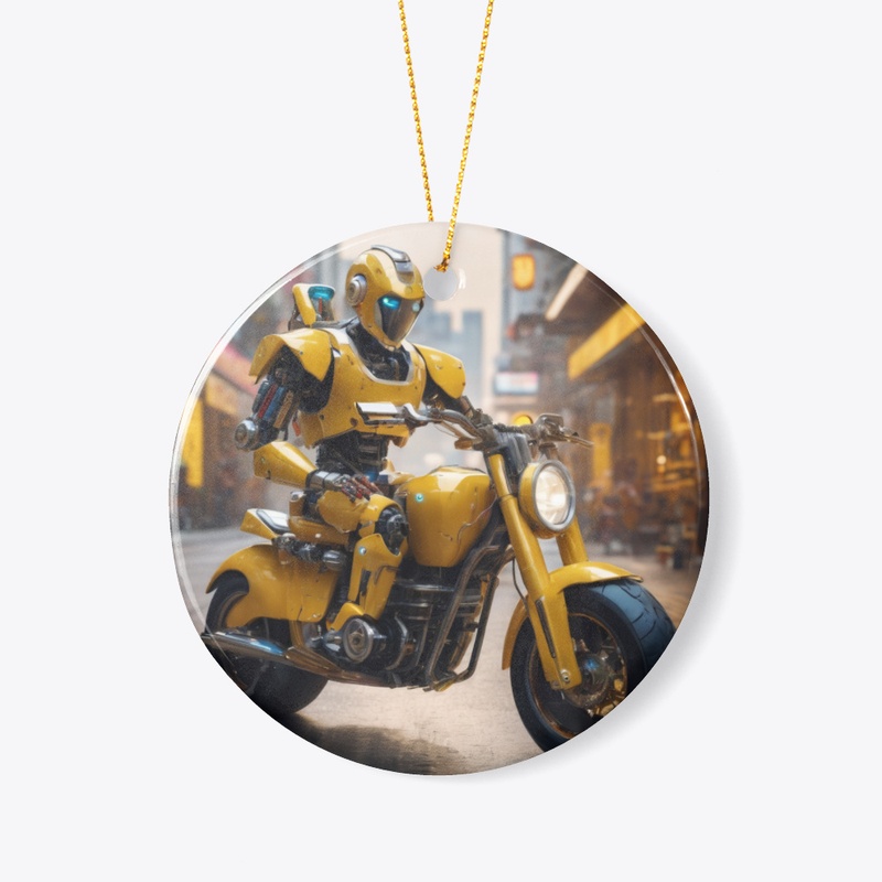 A robot on a motorbike