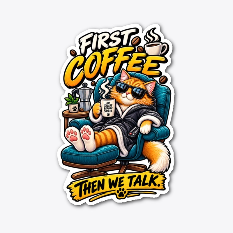 First Coffee Then We Talk Funny Cat 