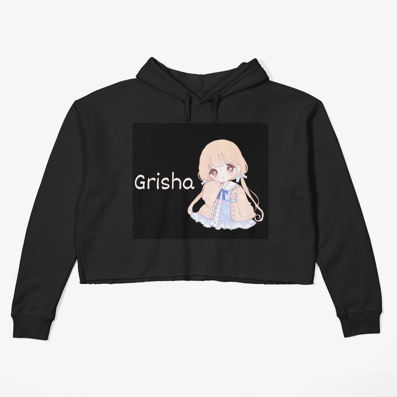  Black Crop Hoodie-Vibrant Girl Graphic