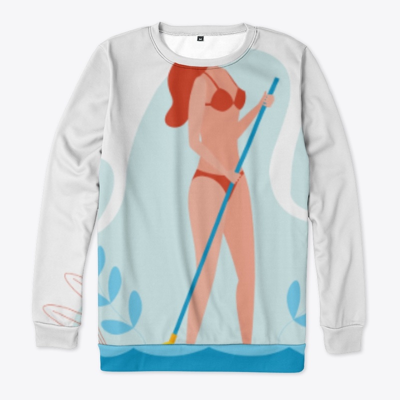 SUP paddle board woman illustration