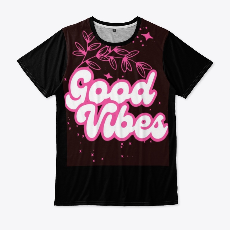 Black Pink Floral Good Vibes T-Shirt