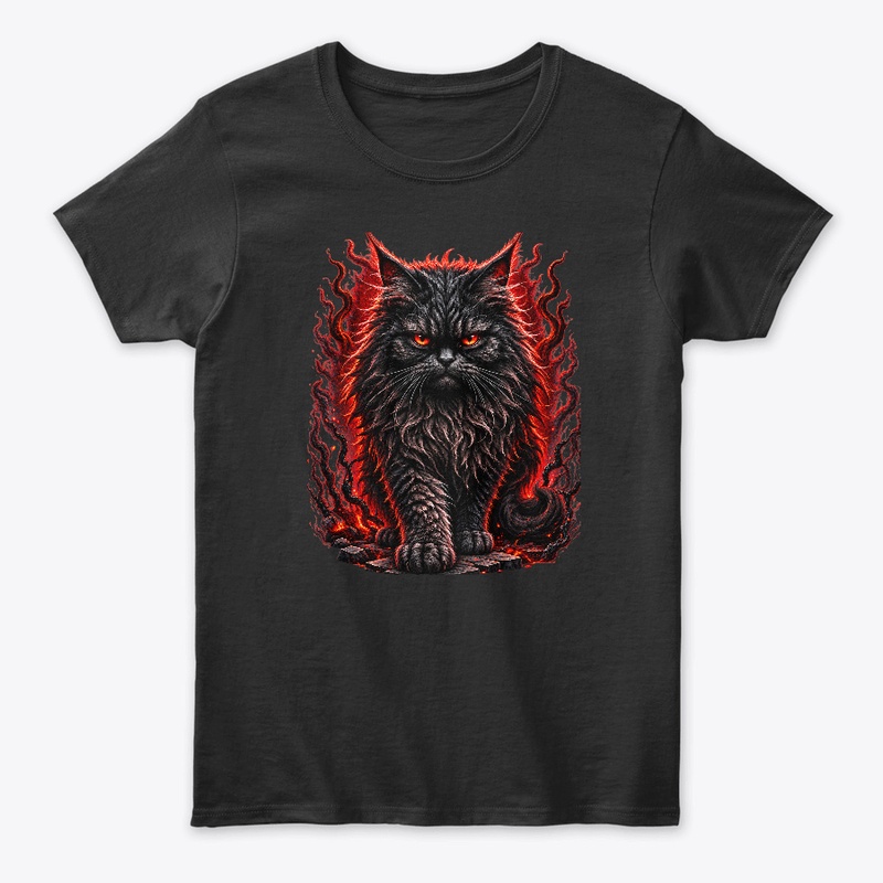 Gothic Black Cat in Flames | Dark Art
