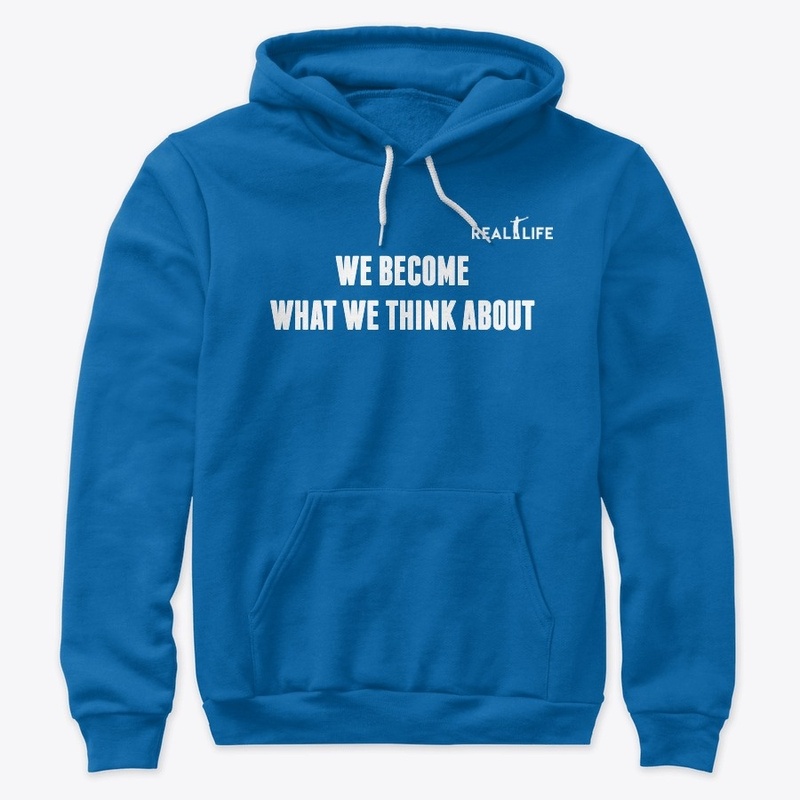 We Become What We Think About White logo