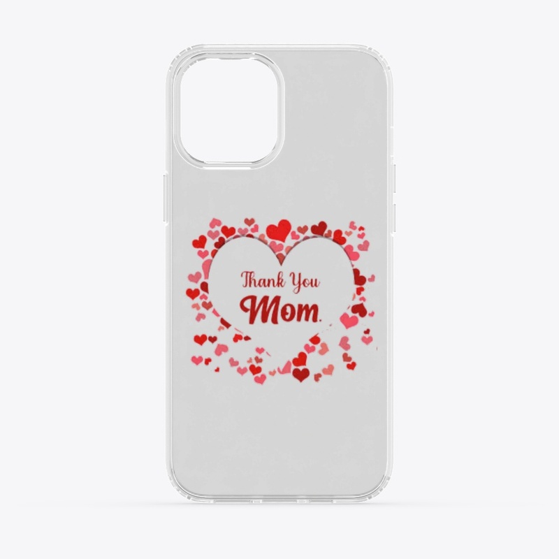 Thank You Mom with red hearts design