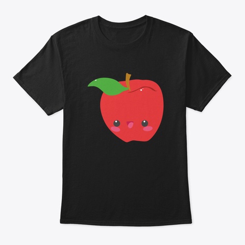 Anime Apple Black T-Shirt Front