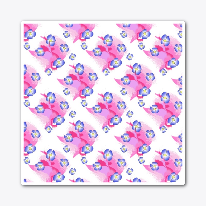 Blue Flowers On Pink
