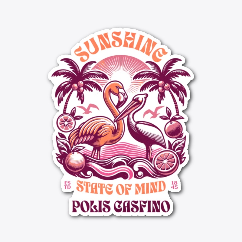 Vibrant Sunset Flamingo and Palm